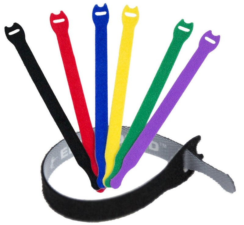 ENVISIONED Reusable Cable Ties 1/2" x 8" for Cable Management and Organizing Cords - 30 Pack Bundled with 2 Bonus Cinch Straps (Color) - Image 1